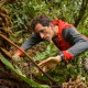 Researcher Alessandro Catenazzi looking for frogs inside the forest